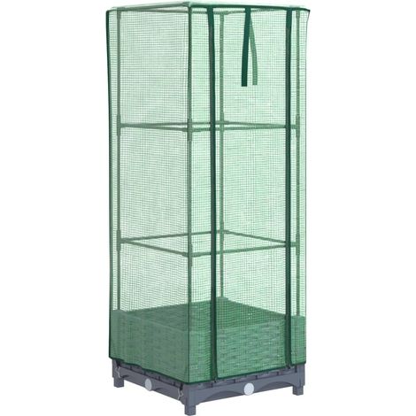 Fioriera rialzata per terrazza giardino rialzato con copertura effetto rattan 40 x 40 x 123 cm Blu grigio 020038771