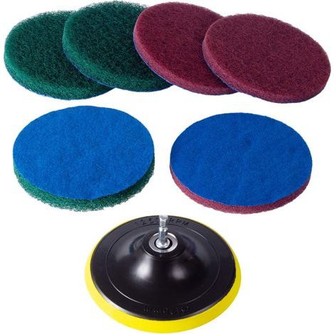 Set of 6 Scrub Brushes, 6.35 mm Drill Bit, 2 Rigidities, For Tiles and Large Surfaces (1/5)