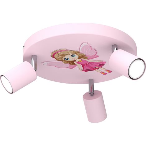 Plafonnier rond 3 spots orientables rose GU10 Luminex