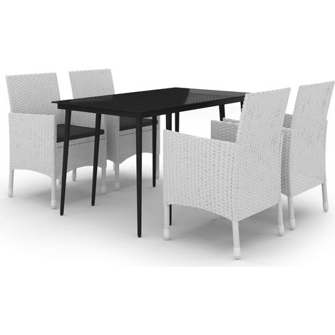 Maison Exclusive - Set da Pranzo per Giardino 5 pz con Cuscini Polyrattan e Vetro