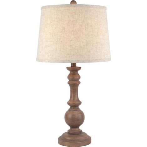 Seraphia Table Lamp with Edged Linen Shade - Resin - L35 x W35 x H70 cm - Brown