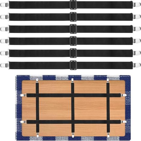 Lot de 6 pinces à nappe avec sangle cachée réglable et élastique pour table de pique-nique, table épaisse, sangles cachées, pinces de drap de lit pour couverture de banc, fête, camping, camping-car (1/5)