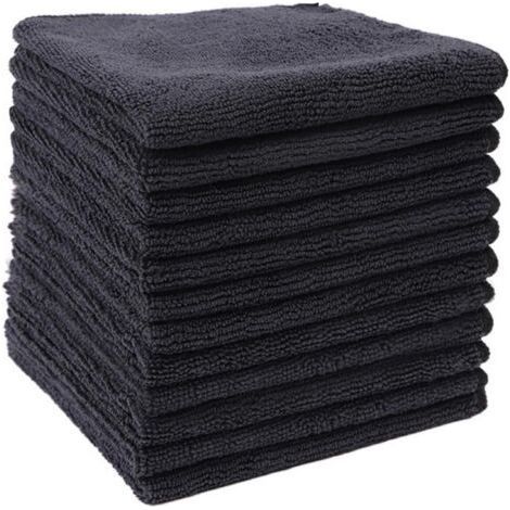 Black Ultrafine Fiber Rags, Household Cleaning Cloth, Polyester Cotton Kitchen Rag, Scouring Pad(30x30cm,12pcs) (1/5)