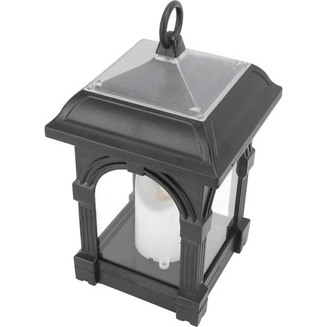 Lanterne solaire d'extérieur suspendue, lampe de table à lumière chaude alimentée par l'énergie solaire, lanterne bougie pour jardin, cour, terrasse, allée, noire (1/5)