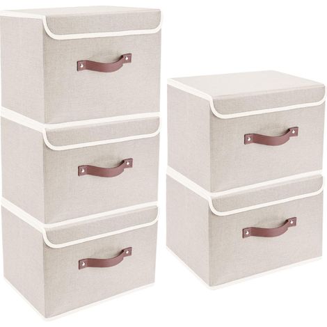 Set de 5 boîtes de rangement pliables Beige