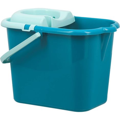 Seau plastique rectangulaire avec essoreur capacite 15l - bleu canard/aqua - Tendance (1/3)