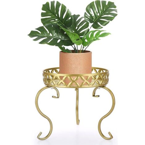 Support Pour Plantes Doré-Support Pour Pots De Fleurs-Étagère De Jardin-Décoration Pour Balcons,Patios,Patios,Jardin(Rond)[CA208] (1/5)