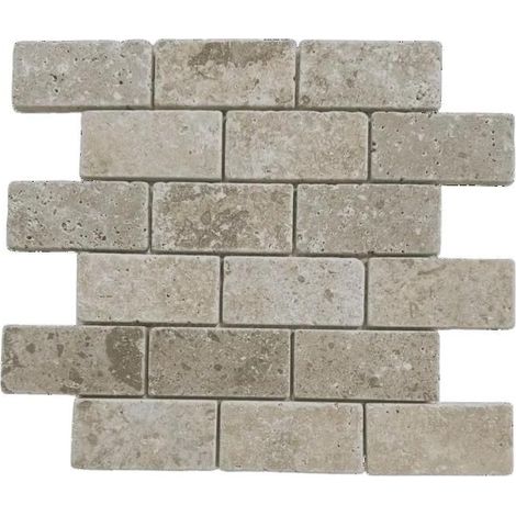 Mosaico - ALBEDO PIERRE - Noce - Travertino invecchiato - 30,5x35,5x1 cm - Resistente agli agenti atmosferici