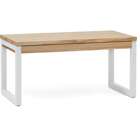 Mesa Elevable iCub Strong ECO 100x50x52cm Blanca en madera maciza de pino acabado natural estilo nórdico industrial Box Furniture (1/5)