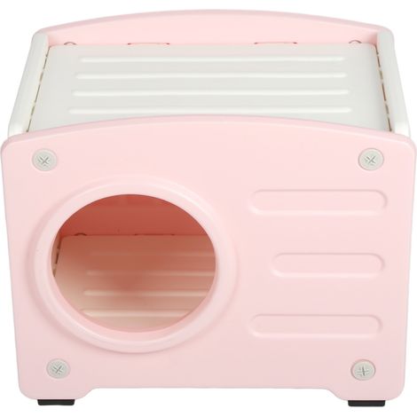 Maison d'extérieur pour chat polyvalente toutes saisons, fermée, résistante à la pluie et aux intempéries, grande niche en plastique pour petits chiens et chats, rose (1/5)