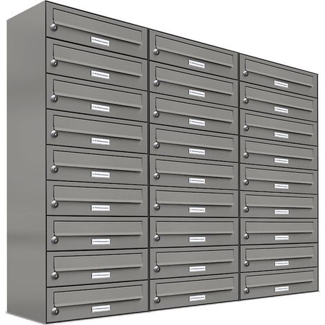 27er Premium Briefkasten Aluminiumgrau RAL Farbe 9007 für Außen Wand Postkasten (1/5)
