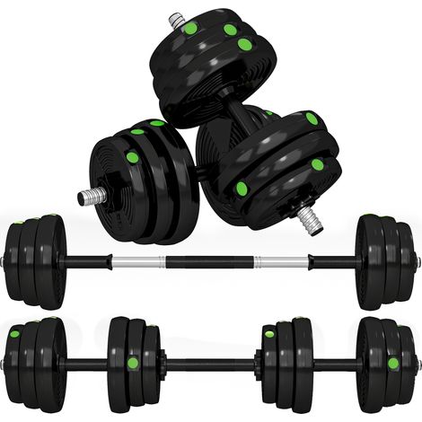 Beyamis 2-in-1 Hantelset, lange und kurze Hanteln, 25 kg, rutschfest, bodenschonend, Schwarz/Grün