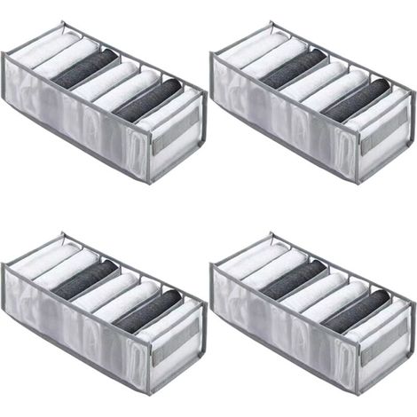 Set di 4 organizer per cassetti in poliestere con cestini rimovibili, dimensioni 35 x 25 x 12 cm, colori assortiti.