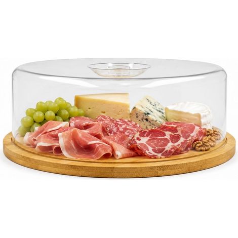 Tagliere in legno di bambù Rotondo con COPERCHIO Trasparente - Diametro 28 cm (1/5)