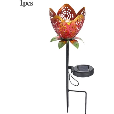 Lampe solaire LED en forme de fleur, lanterne de pelouse, lampe à effet flamme, éclairage extérieur résistant à l'eau pour allée, pelouse, chemin de jardin, lampe paysagère LED (1 pièce) (1/3)