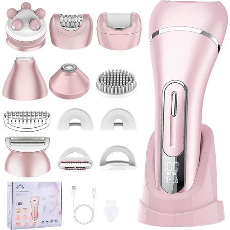 Épilateur multifonction 7 en 1 avec éclairage LED et deux vitesses - 1 pièce - Rose - Idéal à la maison et en déplacement (1/5)