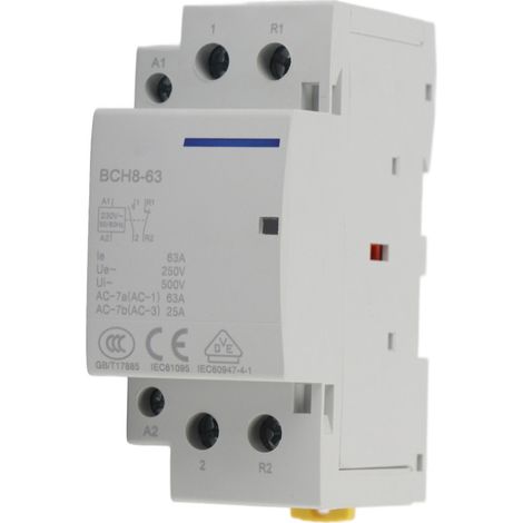 Beyamis Contacteur secteur domestique 2P 63A, montage sur rail DIN, 1NO 1NC (220V-230V) (1/5)