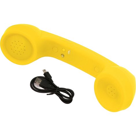 Téléphone sans fil Bluetooth rétro avec récepteur rechargeable anti-rayonnement en jaune