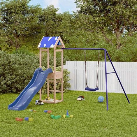 Jeu extérieur enfant : Maisonnette de jeu avec mur d'escalade bois de pin imprégné jeu extérieur enfant, aire de jeu jardin, balançoire enfant , pour jardin, usage domestique , enfant 3-8 ans (1/5)