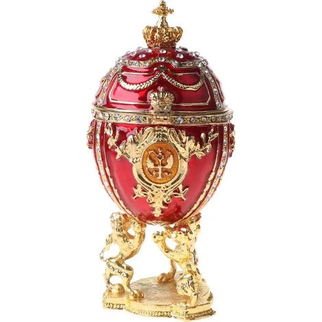 Boîte à bijoux peinte à la main, couronne en or rouge, série , cadeau Unique pour décoration de maison de pâques à collectionner, nouvelle collection (1/5)
