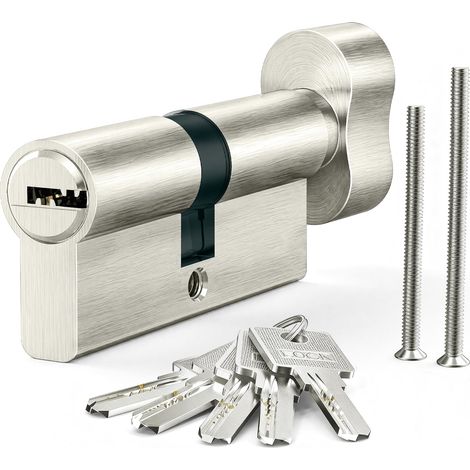 Cylindre de serrure 30/30T mm, cylindre à bouton 60 mm avec 5 clés (1/5)