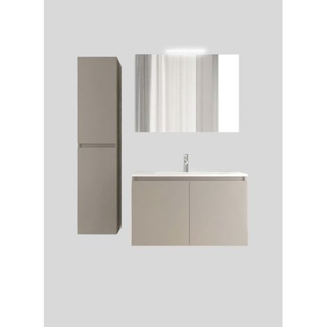 Mobile da Bagno Sospeso con Lavabo 60 cm e Specchio Bali Two Tortora (1/2)