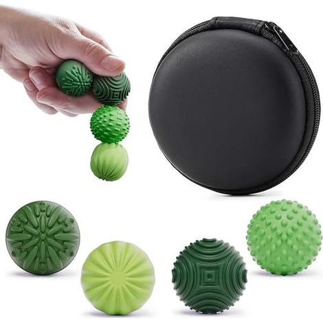 Balles magnétiques en silicone pour adultes et adolescents, lot de 4, jouets sensoriels anti-stress pour l'anxiété, l'autisme, le TDAH, cadeau idéal pour le bureau (vert). (1/5)