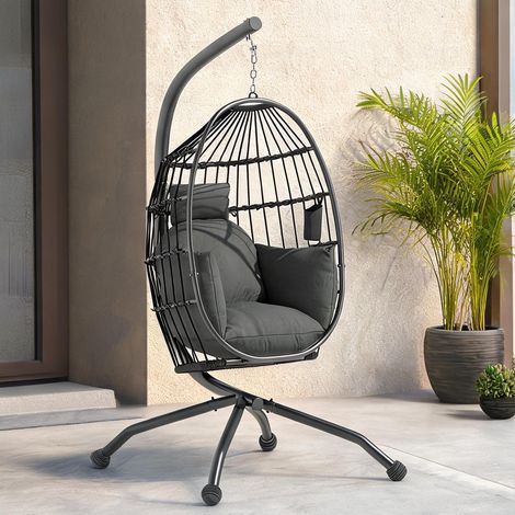 Hamac coloris noir en acier Polyester 120 x 88 x 192 cm (1/5)