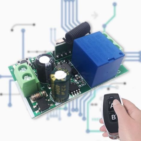Couleur 1 B Télécommande universelle sans fil, 433MHz, relais et émetteur, 1ch rf, 110V, 220V, pour Garage, portail, éclairage, ve (1/4)