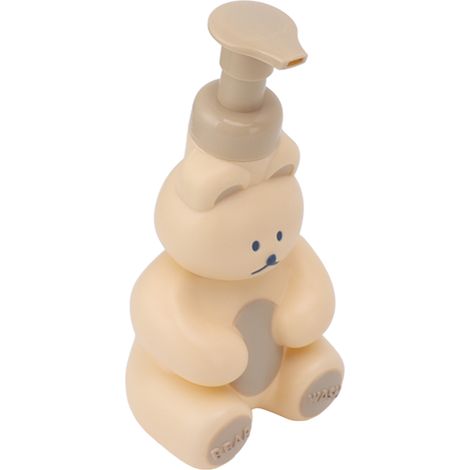 Flacon distributeur vide de savon liquide pour les mains, shampoing et après-shampoing, flacon pompe pour le lavage des mains, en forme d'ourson, grand format, blanc crème. (1/5)