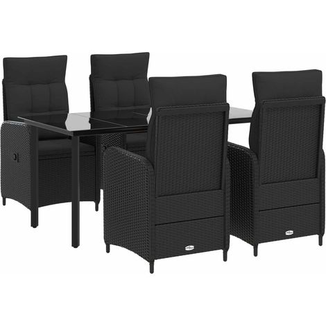 Sofa-Tischset 5 pcs PE Rattan und pulverbeschichteter Stahl vidaXL