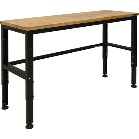 Werkbank höhenverstellbar 135x46x88-97 cm 300 kg Stahlgestell Hartholzplatte Werktisch Arbeitstisch (1/5)