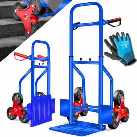 Masko® Carretilla para escaleras carretilla para sacos 200kg carretilla de transporte carretilla para escaleras azul