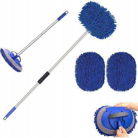 Balai de nettoyage de voiture 2 en 1 avec brosse télescopique en microfibre de 160 cm (1/5)