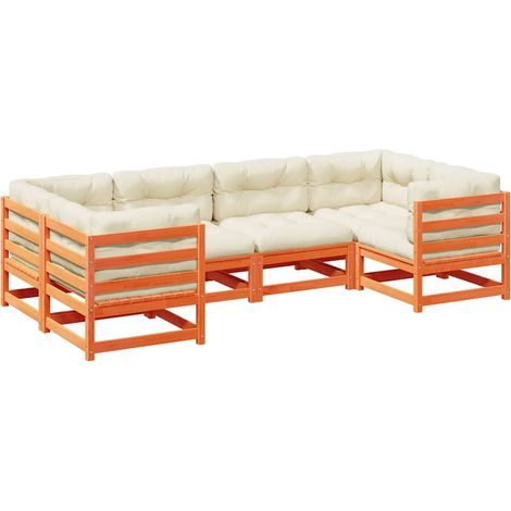 Maison Exclusive - Set de sofás jardín 6 pzas con cojines madera (1/5)