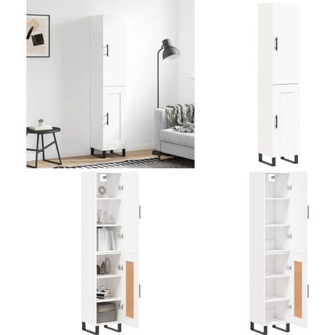 Buffet haut Blanc 34,5x34x180 cm Bois d'ingénierie - Buffet Design Moderne - Meuble Rangement - Armoire Blanche - Mobilier Salon - Commode Élégante - Home & Living (1/5)