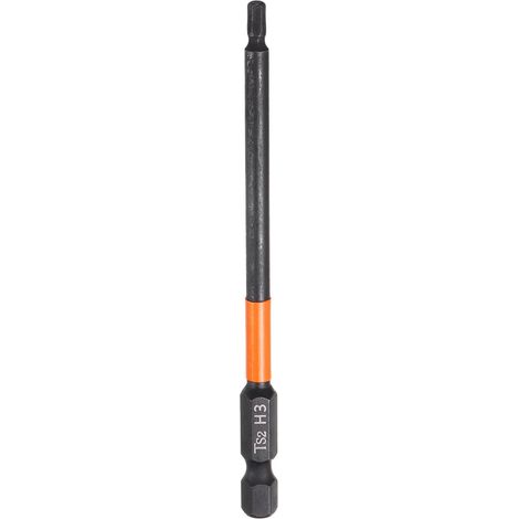 1Pcs H3 Embout de Tournevis Hexagonal 3mm Métrique Pointe Plate 1/4" Tige Hexagonale 100mm (4") Longueur Magnétique Phosphate Noir Embouts de Tournevis à Six Pans Creux (1/5)