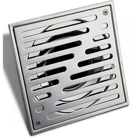 Siphon de Sol en Acier Inoxydable Anti-Odeur carré de Salle de Bain déchets Gate Égouttoir de Douche avec Grande Calibre, 150 150mm (1/5)