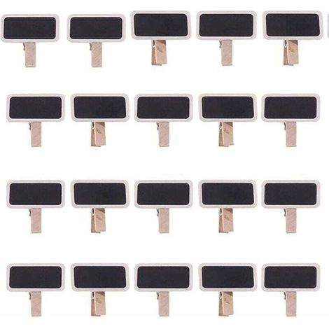 50 Mini Tableau Noir Bois Message Rectangle Ardoise A Pince Clip Carte Panneau Memos Etiquette Prix Marque Place Numero Table/Photo/Tags/Décoration Mariage-Fei Yu