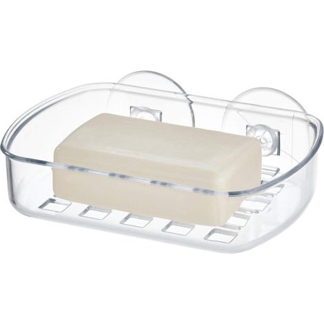 Porte‑savon de douche avec 2 ventouses, plastique transparent pour salle de bain baignoire mur accessoire pratique antidérapant (1/5)