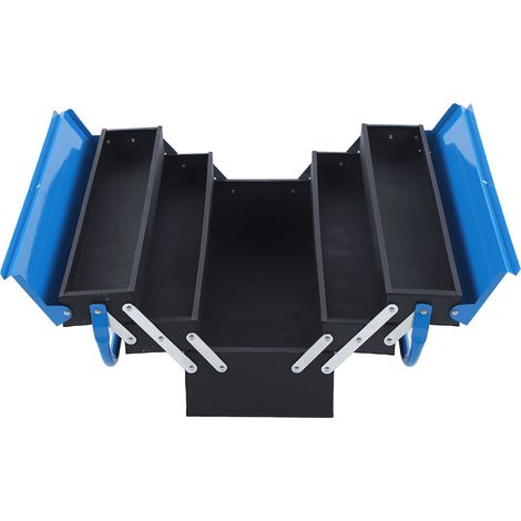 Coffre à outils métallique portable 530mm - Boîte à outils bicolore en fer 3 niveaux 5 plateaux - Rangement pour maison et voiture (1/5)