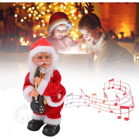 Décorations de Noël, vieil homme électrique secouant une guitare en jouant de la musique, objets décoratifs, style guitare.
