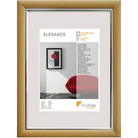 Kunststoffbilderrahmen Elegance Buche-Metallic-Silber 50 x 70 cm Bilderrahmen