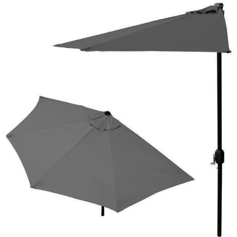 Parasol de balcón - media sombrilla - con manivela - 240 cm - gris
