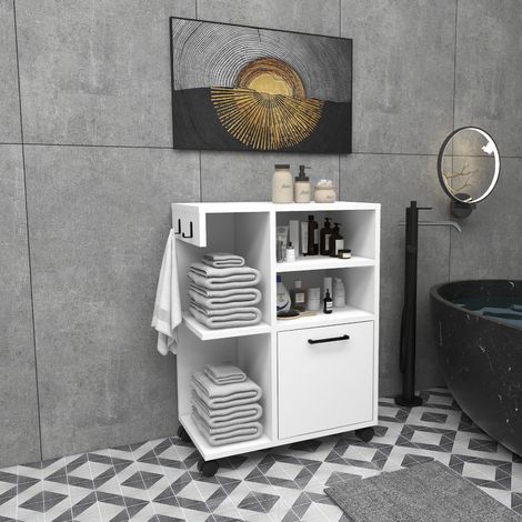 Armario Multiusos 1 Puerta, 5 Estantes, Blanco, 81x60h cm (1/5)