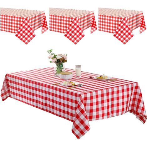 4er Set Tischdecke kariert 130x220cm wasserdicht für Party, Picknick, Camping