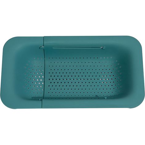 Passoire d'évier verte rétractable, robuste et durable en polypropylène (PP), pour un drainage rapide et une utilisation domestique. (1/4)