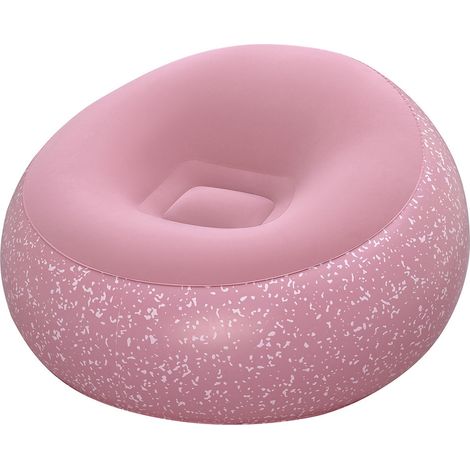 TRADE SHOP - Poltrona Pouf Gonfiabile 112x112x66cm Superficie Vellutata Design Macchiettato Casa Giardino - Rosa