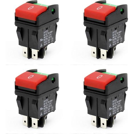 4 interrupteurs à bouton-poussoir industriels électriques, HY52, pour appareil mécanique, 4 broches avec voyant lumineux, 125/250 V (1/5)