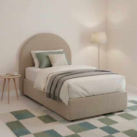 Talamo Italia Cama individual Emma, Cama contenedor con revestimiento de tela, 100% Made in Italy, Apertura frontal, con colchón 80x190 cm incluido, Tórtola, con embalaje reforzado (1/5)